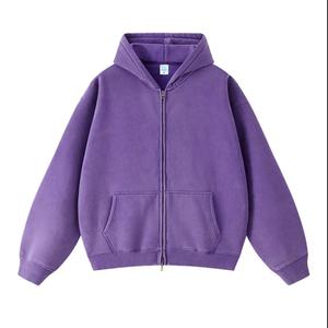 Fournisseur de sweats à capuche en coton de haute qualité à épaules tombantes pour hommes, sweats à capuche délavés vintage, patchs, effet délavé au soleil, fermeture éclair, sweats à capuche lavés - Product Image 3