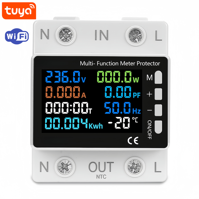 SLS Tuya Single Phase WiFi Smart Energy Meter APP Remote Control Auto Power Cut-off Protections CE Certified Class1 Accuracy