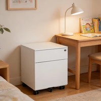 Archivador de Acero Moderno con 2 Cajones, Apertura Lateral Antivuelco, Móvil, Ecológico, para Dormitorio, Oficina, Hogar