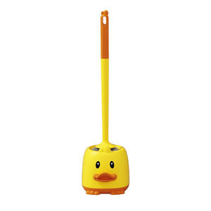 Brosse de toilette murale en plastique avec base en PP et tête de brosse écologique, design de dessin animé canard jaune, vente en gros - Product Image 5