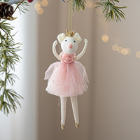 Pendentif ange de Noël en peluche écologique, fait main, personnalisé, en forme de souris de ballet, dansante, pleine couleur, pour arbre de Noël