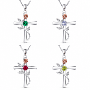 ARNAN Trendy 3D Gül ve Çapraz Bakır Zirkon Romantik Kolye Kadınlar için Hediye Çok Yönlü Avrupa-Amerikan Tarzı Köprücük Kemiği Zinciri - Product Image 3