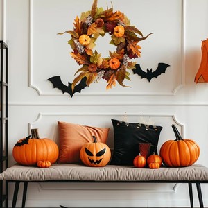 Guirnalda Artificial de Peonías y Calabazas, Guirnalda de Hojas de Arce Otoñales para Halloween, Acción de Gracias, Navidad, Año Nuevo, Decoración para Puerta Principal del Hogar - Product Image 5