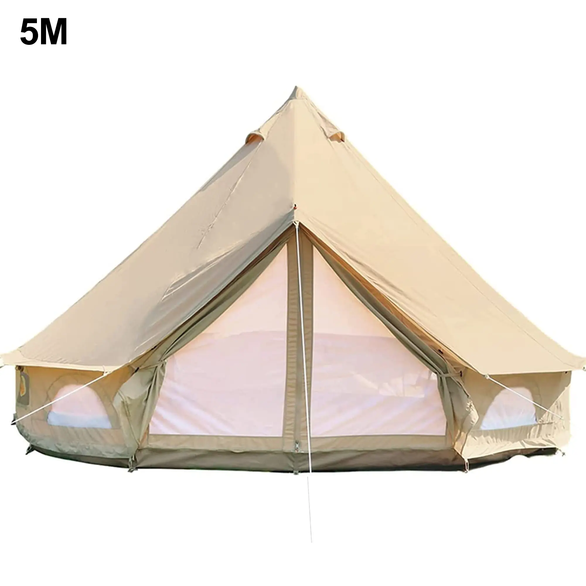 5M Katoenen Canvas Yurt Bell Tent Met Zijkachel Jack Waterdichte Familie Camping Tent Outdoor