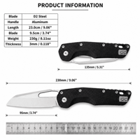 Couteau pliant Fanstoon en gros, lame en acier D2, manche en aluminium pour camping, chasse, emballage, fruits, bricolage