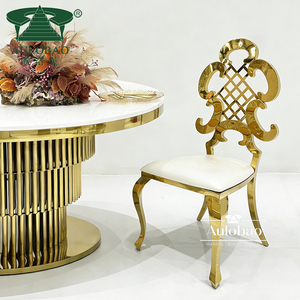 Modern Luxury Gold Stainless Steel High Back King Throne <b>Chair</b> for Wedding Dining Outdoor & Living Room Rental - Product Image 2