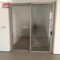 Porte coulissante intérieure en alliage d'aluminium robuste sur mesure avec verre trempé simple et système de rail pour villa