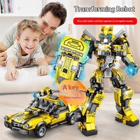 Coche Mecha, Juguete de Construcción DIY, Modelo de Robot, Escala 1:8, Bloques de Plástico ABS Compatibles con Ladrillos de Construcción, para Niños de 6 a 12 Años