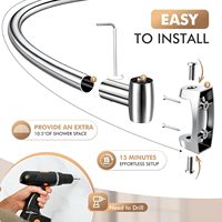 Ensemble de tringles de douche courbées extensibles personnalisables en gros, tringle télescopique en acier inoxydable 304 antirouille pour projets résidentiels et hôteliers