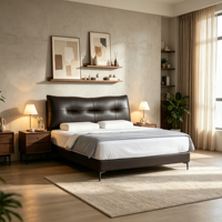Ensemble de meubles de chambre de luxe : Lits modernes rembourrés, cadres de lit Queen en bois, lits superposés en métal gain de place