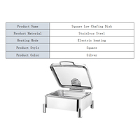 Chauffe-Plat Carré Professionnel en Acier Inoxydable pour Buffet, Idéal pour la Restauration, les Cantines et les Hôtels