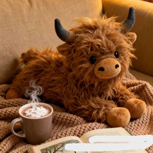 Logisch, grensoverschrijdend populair simulatie Highland Cow knuffeldier, internetberoemd langharig koeienknuffel - Product Image 4