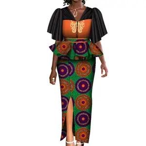 非洲民族妇女长裙刺绣蜡染印花宴会礼服