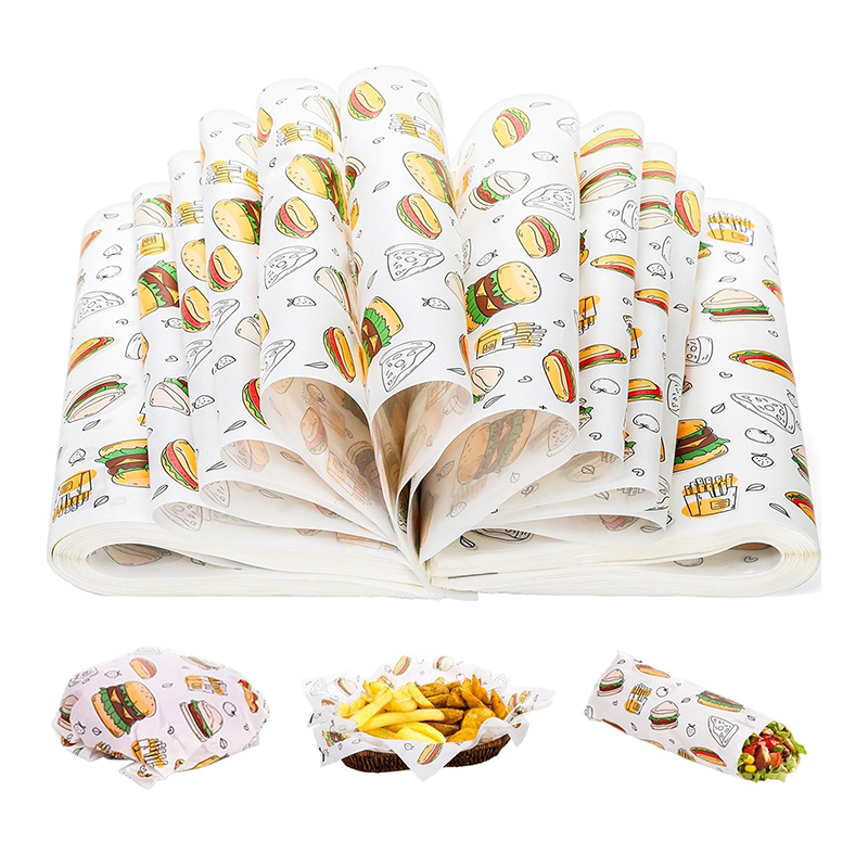 Customized Logo Biodegradable Food-grade PE Coated Greaseproof Paper For Bread Cookies Fast Food Packaging