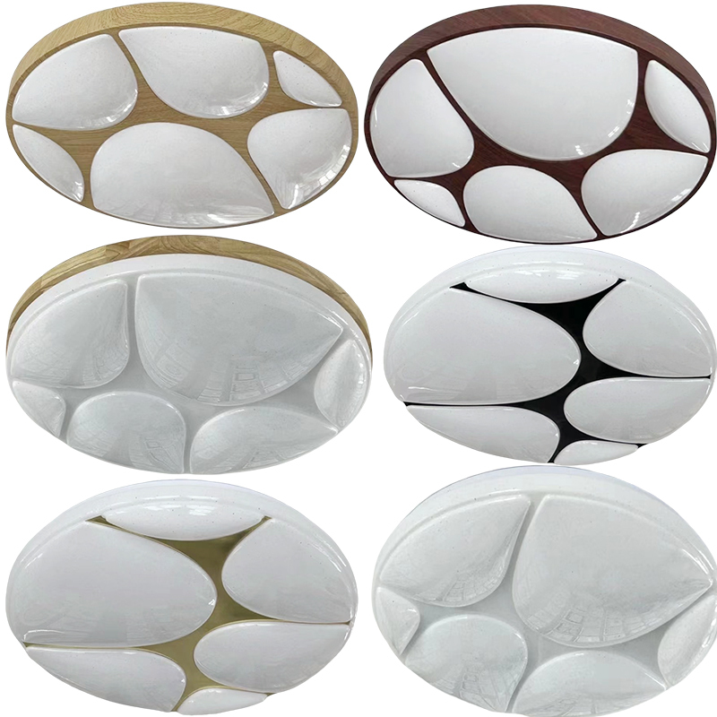 Modern Iron Wood Print Warm White Indoor Ceiling Lights for Living Room Bedroom Home Office Lighting