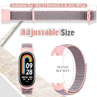 Verstelbare nylon horlogeband met klittenband voor Xiaomi Smart Band 10/Xiaomi Smart Band 9/Xiaomi Smart Band 8 NFC band