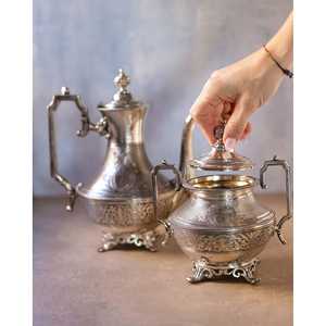 Daniele F. French Silver <b>Metal</b> Tea Set with Elegant <b>Kettle</b> and Pot for Tea Lovers - Product Image 2