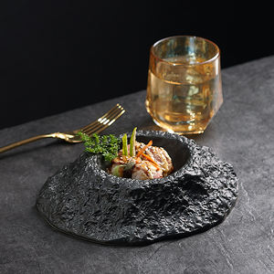 High-end matte hitam grosir Custom Appetizer melayani piring piring restoran Hotel piring keramik mangkuk restoran - Product Image 2