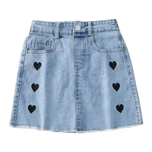 Most Popular Wholesale New Fashion Casual Summer Stylish Embroidery Girls New Design Children's Denim Kids Jeans Girls' Skirts