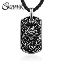 SS8-453P 316L Viking En Acier Inoxydable Tête de Loup Pendentif Collier Nordique Garde Du Corps Symbole Mode Animal Cadeau Chanceux Bijoux