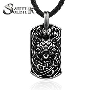 SS8-453P 316L สแตนเลสไวกิ้งหมาป่าหัวจี้สร้อยคอนอร์ดิก Bodyguard สัญลักษณ์แฟชั่นสัตว์เครื่องประดับของขวัญโชคดี - Product Image 2