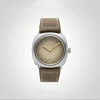 Herren 43mm Mechanische Uhr mit Leuchtziffern, Lederarmband, Wasserdicht, Analog, 22mm Edelstahlgehäuse, Perpetual