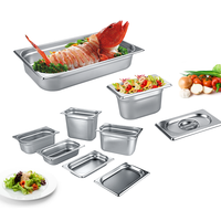 Wadah Penyimpanan Makanan yang Dapat Dipanaskan, Set Panci Gastronorm Stainless Steel untuk Dapur Komersial