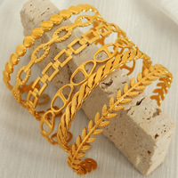 Nouveau Bracelet Manchette Creux Exagéré en Forme de C, Maillons Cubains Vintage, Étanche, Conforme aux Normes EU Reach et US CPSIA