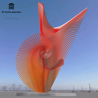 Sculpture d'art en acier inoxydable personnalisée, phénix de feu, avec couleur et taille personnalisées pour la décoration de grands espaces de jardin et de zones panoramiques