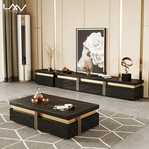 Mesa de centro rectangular blanca de lujo para sala de estar, mesa de centro nórdica para apartamento de Hotel con cajón y soporte de <span class=keywords><strong>TV</strong></span>, juego de muebles - Product Image 1