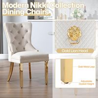 Chaises de salle à manger élégantes de haute qualité, blanches, avec dossier capitonné, en velours beige, ensemble de 4 avec pieds en métal doré