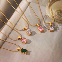 Collier pendentif en cristal coloré délicat KITI, plaqué or 18 carats, acier inoxydable, mini bijoux en pierres précieuses pour femmes