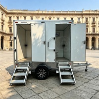 Promotion : Remorque WC Mobile 2 Postes à Essieu Unique avec Urinoir et Lavabo pour Événements Extérieurs et Chantiers de Construction