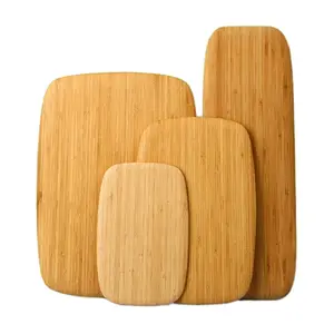 批发新设计高品质3件套弧形角竹厚切割砧板厨房带滴槽