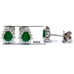 Haute qualité Émeraude en forme de Poire Bijoux Merveilleux Design Classique 18k Or blanc SI Diamant Boucles D'oreilles Pour Donna - Product Image 2