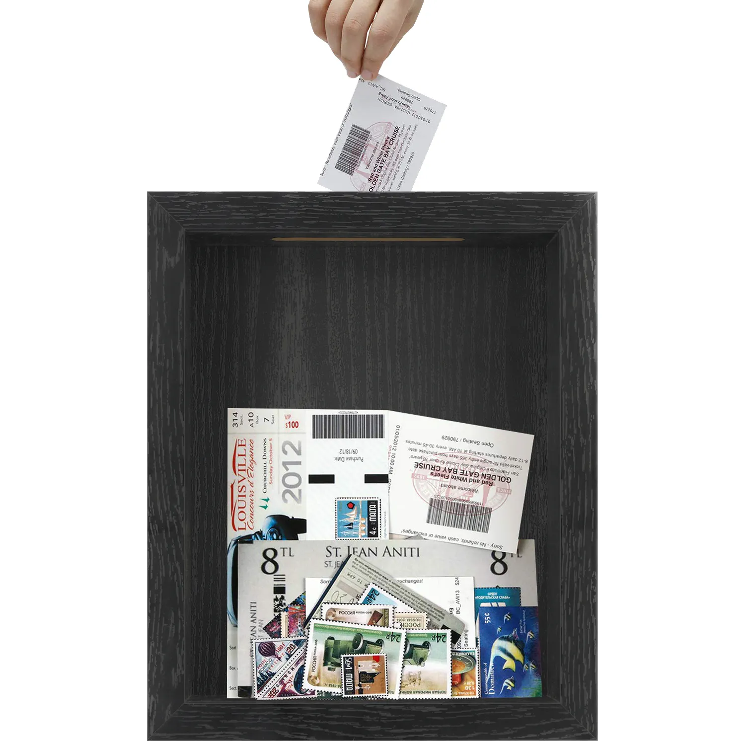 Bingkai kotak Shadow 8x10 casing tampilan dengan rangka kayu kotak memori jendela akrilik untuk medali penghargaan foto memori
