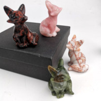 Haute Qualité Merveilleuse Statuette Naturel Mixte Guérison Cristal Animal Mixte Renards Pour Cadeau