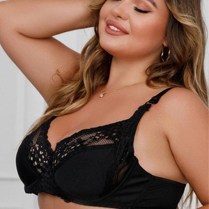 Sujetador YCH de encaje ultrafino transpirable con lazo, sin aros, push-up, para uso diario, copa completa, antideslizante, para mujer con busto grande - Product Image 4