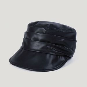 Gorro Newsboy de Piel Sintética para Mujer, Estilo Elegante y Moderno, Gorra Plana Tipo Boina, Novedad Otoño Invierno - Product Image 1