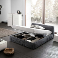 Lit king size en tissu de haute qualité, design italien, avec rangement, cadre en bois massif, meubles de chambre à coucher modernes et élégants