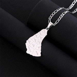 Mapa de moda de acero inoxidable de la <span class=keywords><strong>isla</strong></span> de Barbados con colgante de <span class=keywords><strong>nombre</strong></span> de ciudad collares plata/oro Color mapas joyería - Product Image 4
