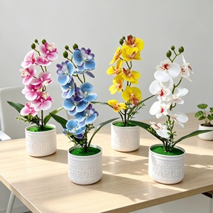 Plantes artificielles d'orchidées Phalaenopsis en pot, 35 pouces, décoration de bureau, pour exposition de mariage - Product Image 2