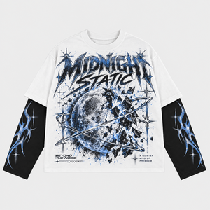 Camiseta de hombre de manga larga, estilo vintage lavado, de punto gofrado, corte holgado, con estampado en la manga, oversize, estilo streetwear, personalizada, marca privada - Product Image 3