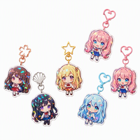 Porte-clés en acrylique personnalisé, dessin animé, holographique, double face, imprimé UV, fille manga mignonne, forme unique, léger