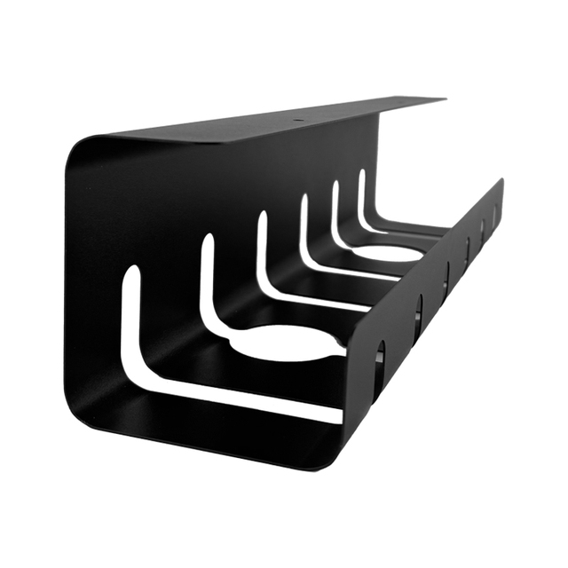 Extendable USB Organizer Rectangular No Drill Metal Under Desk Cable Management Tray with Clamp Mount