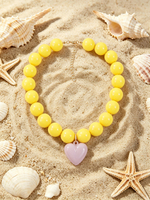 Kalung Manik Akrilik Bulat Bohemian 20MM Liontin Hati Lepas Pasang Geometris Musim Panas Pantai Sehari-hari Berlapis Liburan Hadiah
