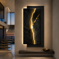 Murale LED moderne rétroéclairée en pierre de luxe avec effet de fissure lumineuse pour hall d'hôtel, villa, couloir, entrée – Vente en gros et sur mesure