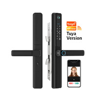 Serrure de porte intelligente Tuya Zigbee biométrique en aluminium pour extérieur avec lecteur d'empreintes digitales, code et caméra WIFI en option pour portes coulissantes