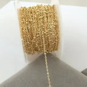 Cadena de bolas para fabricación de joyas, carrete de cadena lleno de oro de 14K, gran oferta