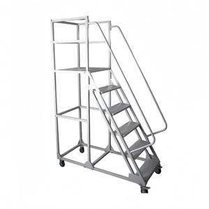 Plateforme de travail mobile en aluminium avec rampe de sécurité et système de roulettes rétractables pour les opérations d'entrepôt - Product Image 4